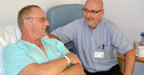 Patient Rob Goodwin and Chaplain David Southall