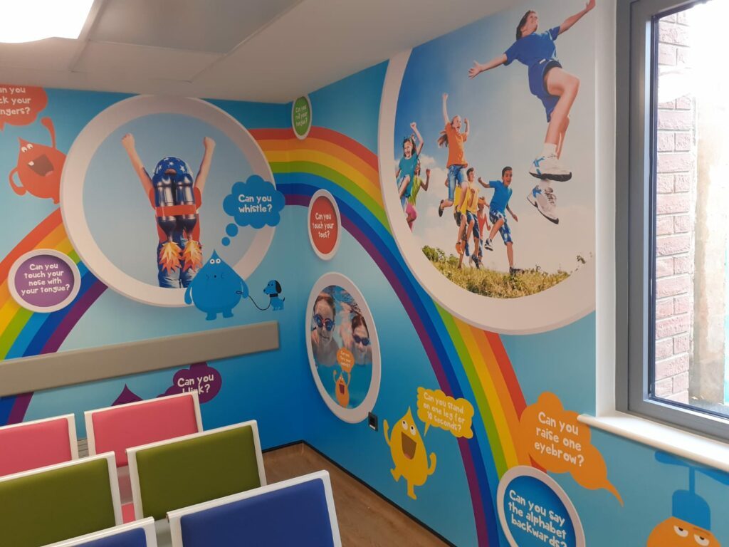 The bright and colourful imagery, with engaging animal characters and sign-posting artwork installed in the children’s department.