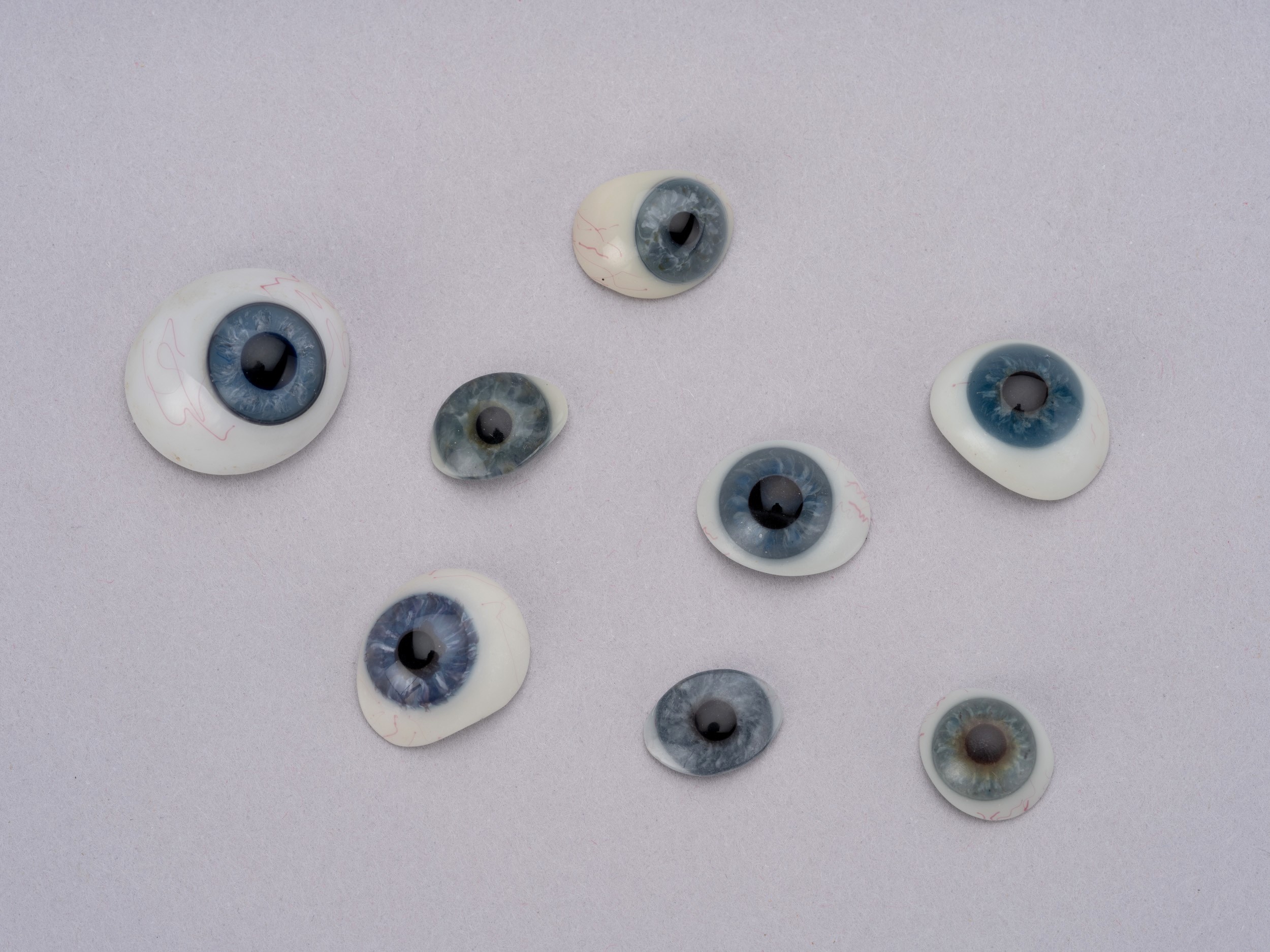 Artificial glass eyes on display at the George Marshall Medical Museum