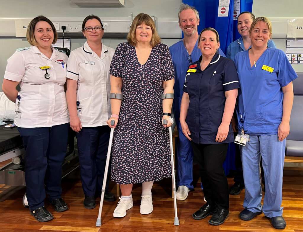 • Patient Karen Chapman with members of the Worcestershire Acute Hospitals NHS Trust team who cared for her at the Kidderminster Hospital and Treatment Centre.