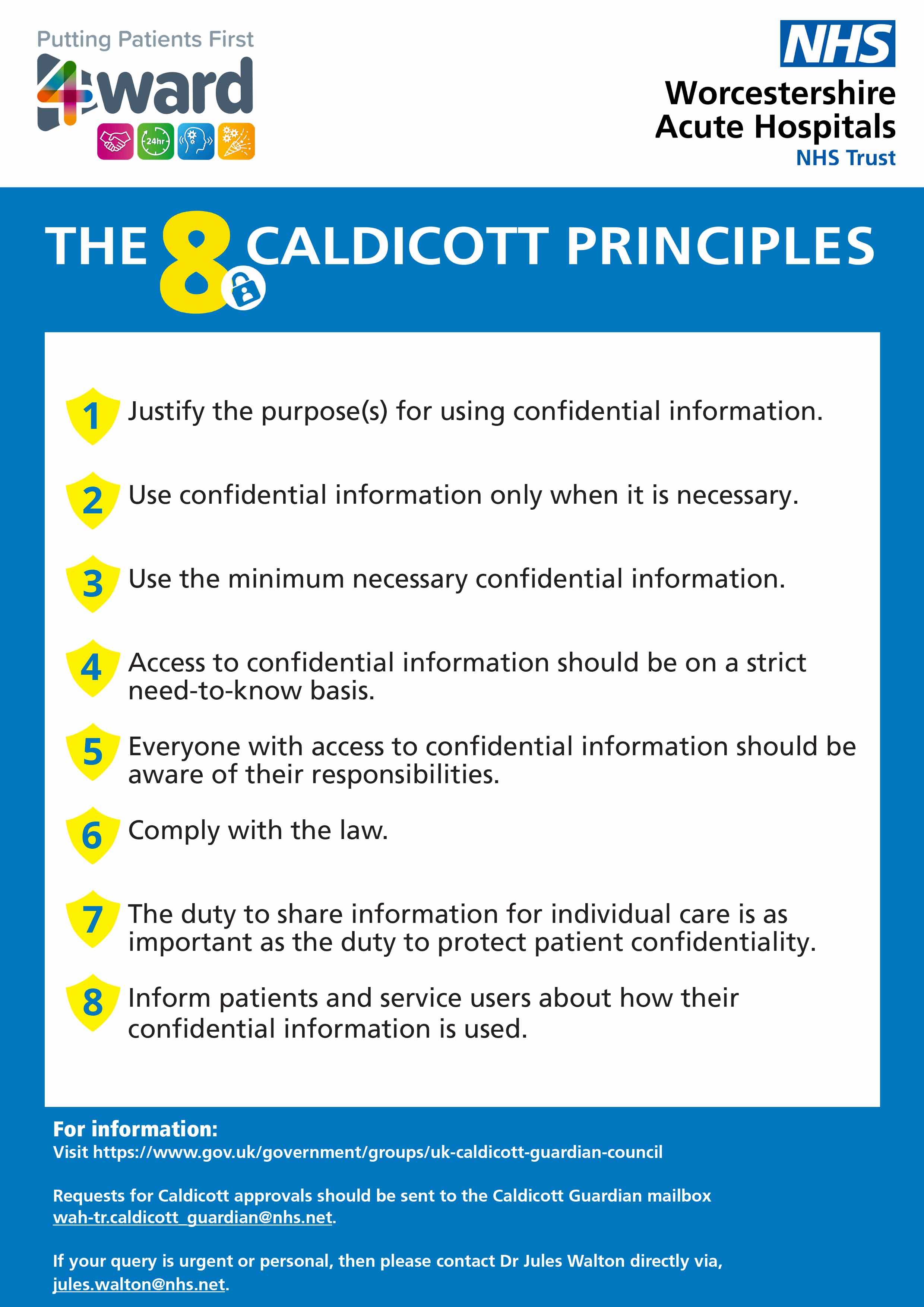 Graphic explaining the 8 Caldicott Principles 