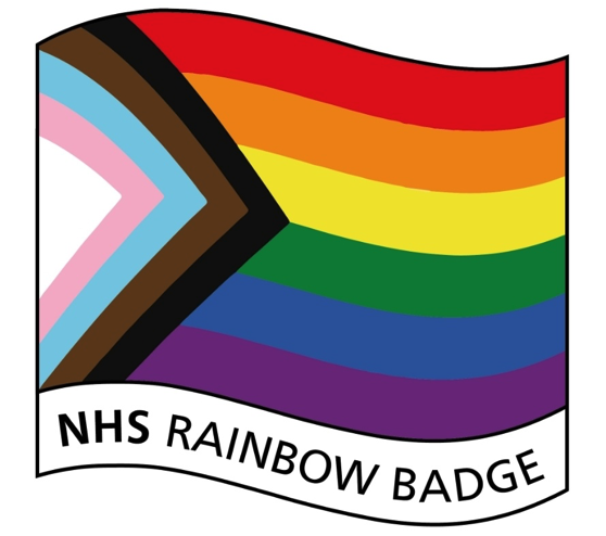 The NHS LGBTQ plus rainbow bade