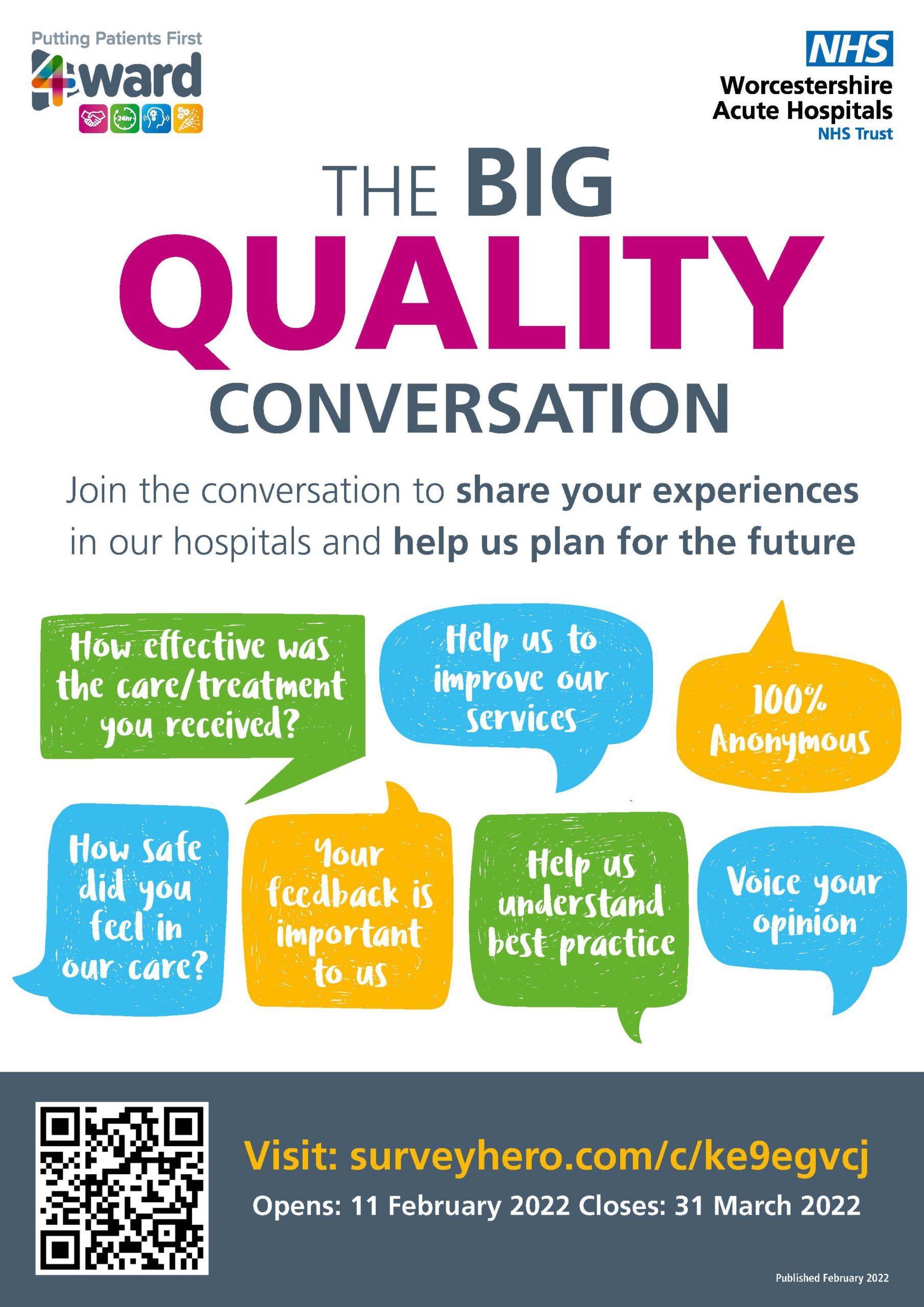 Have your say on hospital care by taking part in the Big Quality Conversation