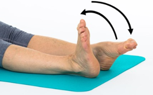 Pointing and flexing feet at ankles