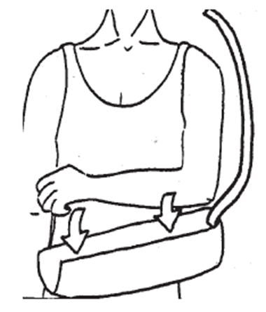 Diagram of arm being inserted into a sling
