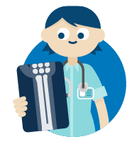 Cartoon image of a doctor with notes