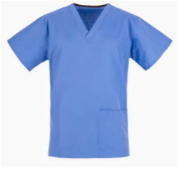 A light blue scrub uniform
