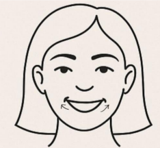A drawing of a persons face that creates a smile