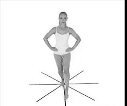 A picture of a person in a standing position moving the ball of the foot at different targets