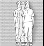 A picture of a person walking sideways