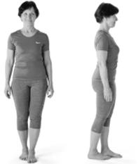 A picture of a person in a standing position with one foot partly in front of the other