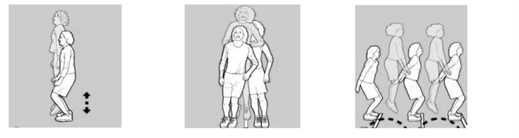A picture of a person in a standing position moving the ball of the foot at different targets