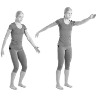 A picture of a person demonstrating how to swing both arms 