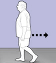 A picture of a person walking backwards
