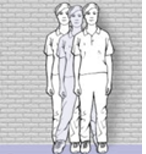 A picture of a person walking sideways