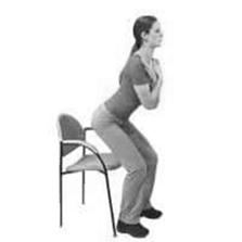 A picture of a person rising from the sitting position