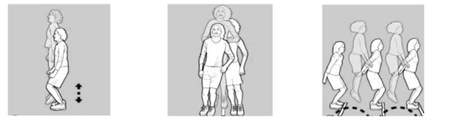 A series of pictures demonstrating the jumping motions